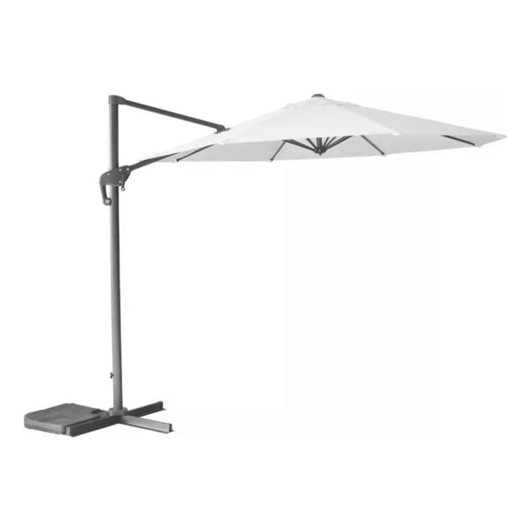 Sombrilla Lateral Lusqtoff LQ50-04B Blanco Jardín 3 Mts Manivela Protección Uv