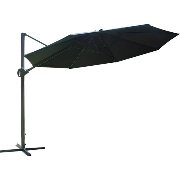 Sombrilla Lateral Lusqtoff LQ50-04N Negro Jardín 3 Mts Manivela Protección Uv