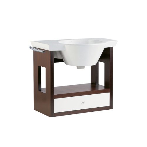Vanitory colgante 65 cm Wengue + Bacha 3 agujeros Ferrum Marina YH63C-B3