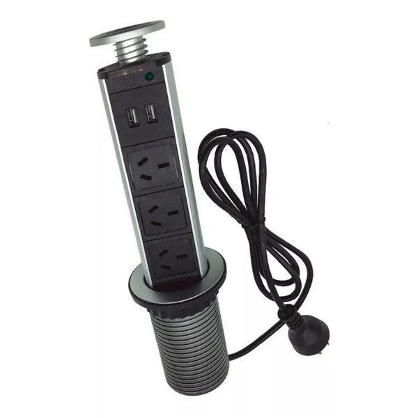 Tomacorriente Oculto Estacion De Carga Telescopica Usb 220v Negro