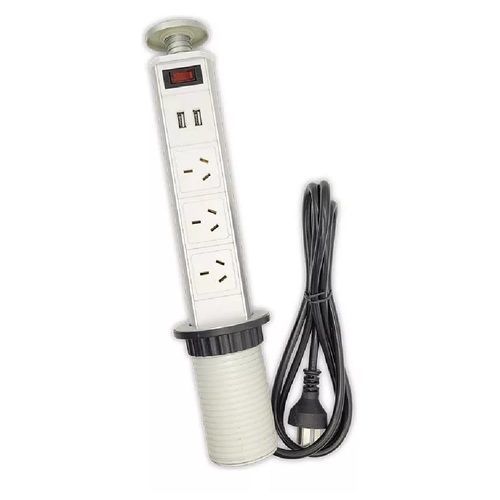 Tomacorriente Oculto Estacion De Carga Telescopica Usb 220v Blanco