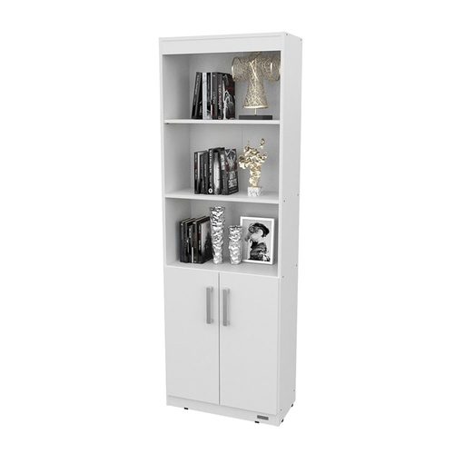 Biblioteca con estantes y puertas melamina 60 cm. Mosconi BLANCO
