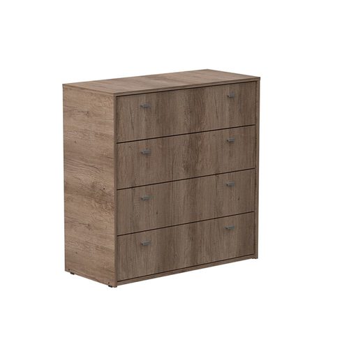 Cómoda Cajonero Mosconi Nature 4 Cajones Melamina color Nebraska Gris
