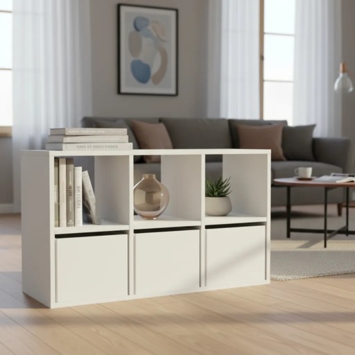 Organizador Juguetero Nórdico Montessori Cómoda Infantil 6 Cubos B + Cajas Blanco 120cm