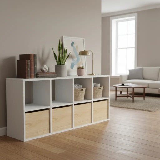 Organizador Juguetero Nórdico Montessori Cómoda Infantil 8 Cubos B + Cajas Paraiso 160cm