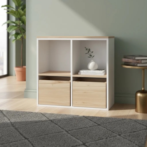 Organizador Juguetero Nórdico Montessori Cómoda Infantil 4 Cubos B/P + Cajas Paraiso 80cm