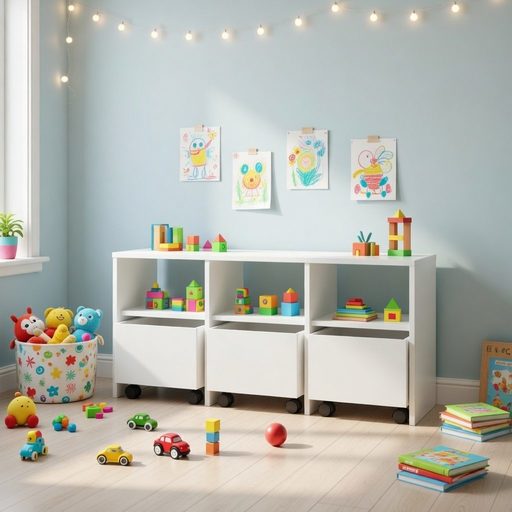 Organizador Juguetero Montessori Infantil Cajones 6 Cubos B + Cajas Blanco c/Ruedas