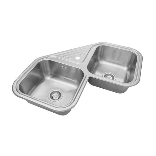 Bacha cocina pileta doble esquinera Johnson Acero AXA D78