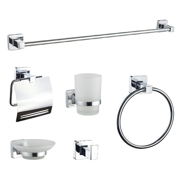Kit Accesorios Baño Dantes Cubik Orleans Cromo 6 Pzs