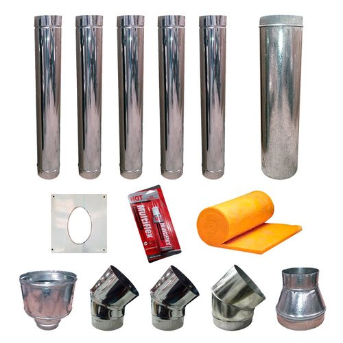 Kit de instalación salamandra Tromen 6'' pared acero inoxidable