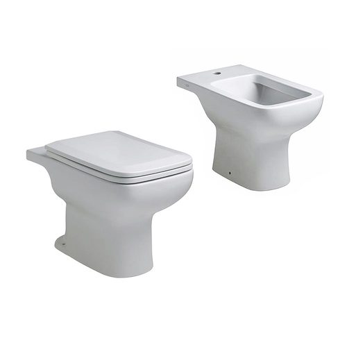Inodoro corto + bidet 1 agujero + tapa Ferrum Trento