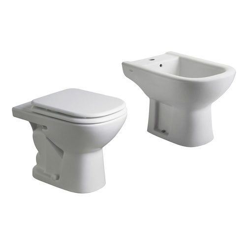 Inodoro corto + tapa + bidet 1 agujero Ferrum Bari