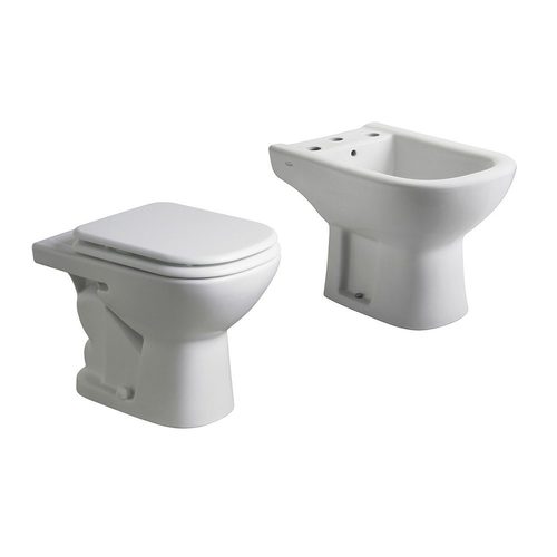 Inodoro corto + tapa + bidet 3 agujeros Ferrum Bari