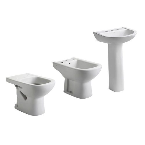 Inodoro corto + bidet 3 agujeros + bacha Ferrum Bari