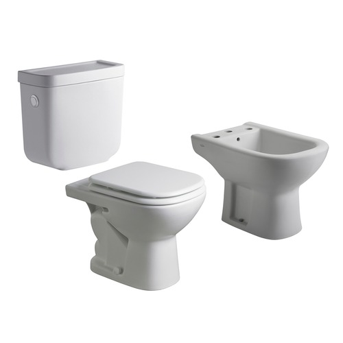 Combo Inodoro Depósito Tapa Bidet 3 agujeros Ferrum Bari
