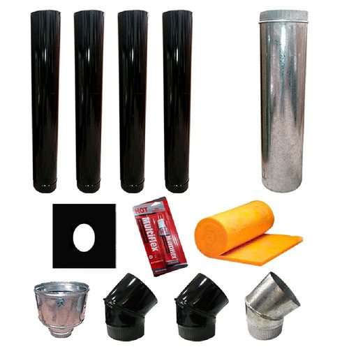 Kit Instalacion Pared 4" Basico Negro Para Salamandras Tromen