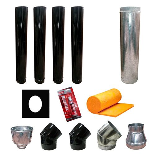 Kit Instalacion Pared 6" Basico Negro Para Salamandras Tromen