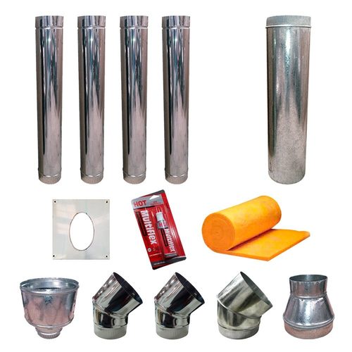 Kit Instalacion Pared 6" Basico Acero Inox Para Salamandras Tromen