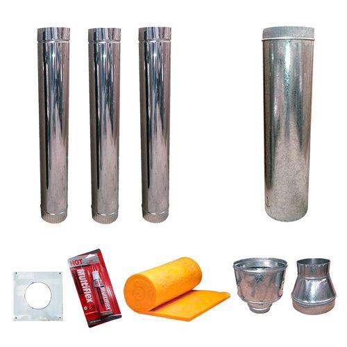 Kit Instalación Techo 6" Basico Acero Inox Para Salamandra Tromen