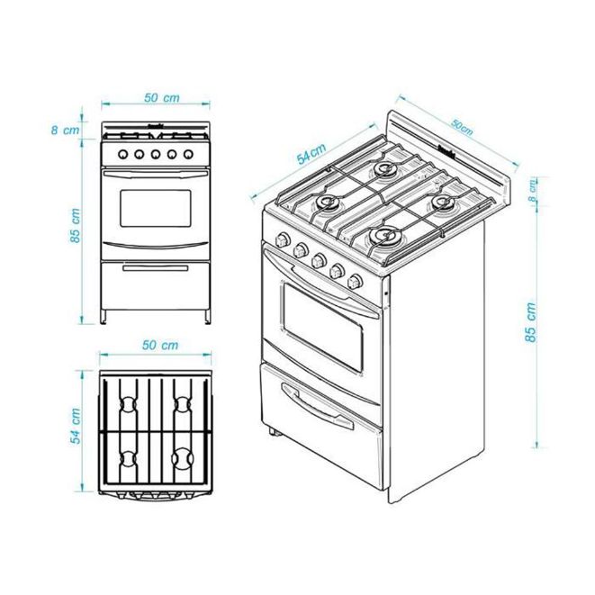 COCINA GAS NATURAL 51CM ESCORIAL CANDOR S2 BLACK